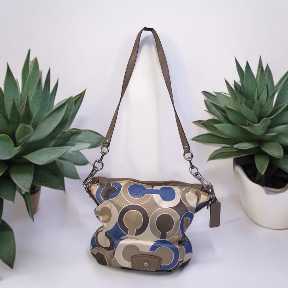 COACH KRISTIN OUTLINE OPT ART HOBO BAG CROSSBODY BAG BLUE MULTI COLORS